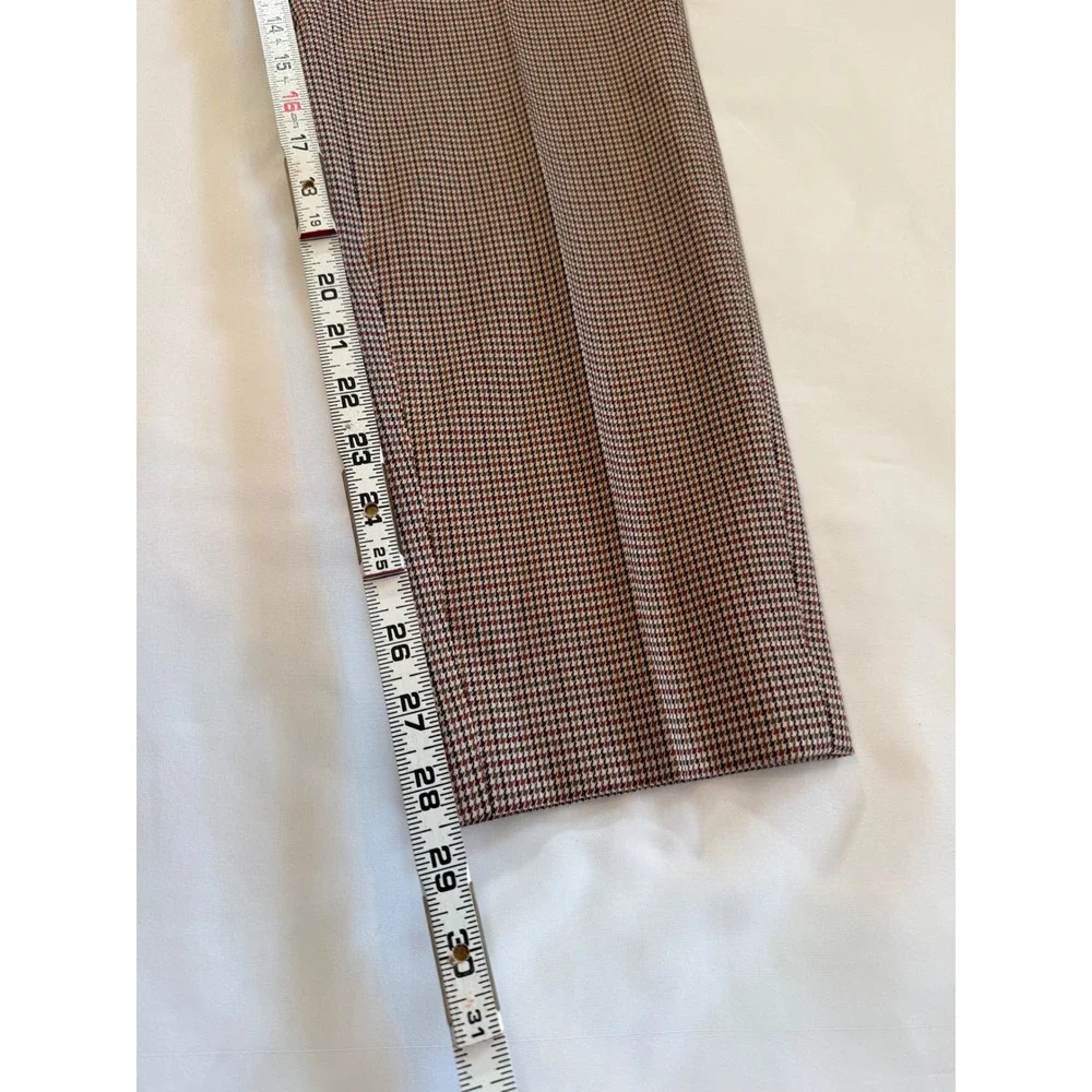 Houndstooth Wool Blend Pants Lafayette 148‎ New York Manhattan Brown Tan Size 14